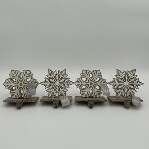 NEW! Set Of 4 - RAZ Imports‎ Stocking Holder Snowflake - 5.5" Cottage